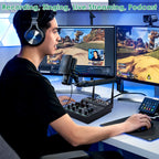 Pro 5 Channel Audio Mixer Mic Set for Live Streaming, Family Karaoke, Studio
