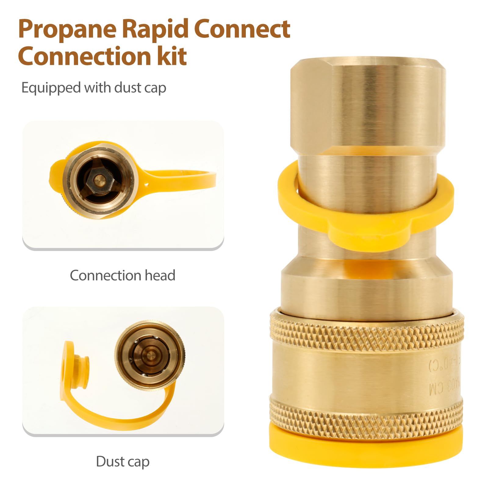 Janoiuc 1/2 Inch Gas Quick Connect Kit, 1/2 Inch Propane Quick Connect Fittings, Natural Gas Quick Connect Fittings