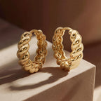 MEVECCO Gold Huggie Hoop Earring for Women 18K Gold Plated Dainty Cute Twist