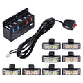 NAAMOTOMOX 2-LED Emergency Warning Grille Flash Strobe Lights Bar with Clips + Control Box Kit (Amber White, 8 pcs)