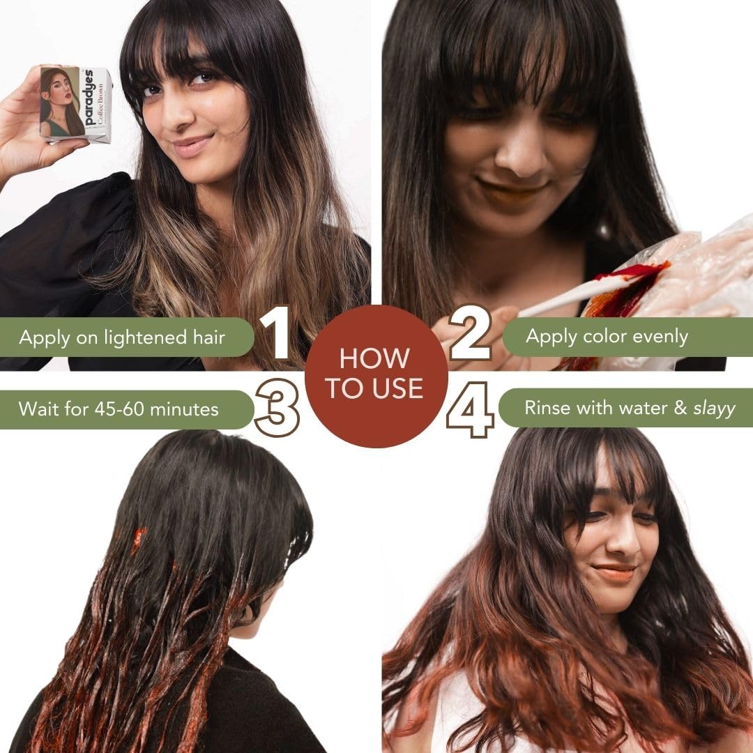 Paradyes Coffee Brown Semi Permanent Conditioner Based Hair Color Dye, Vegan and