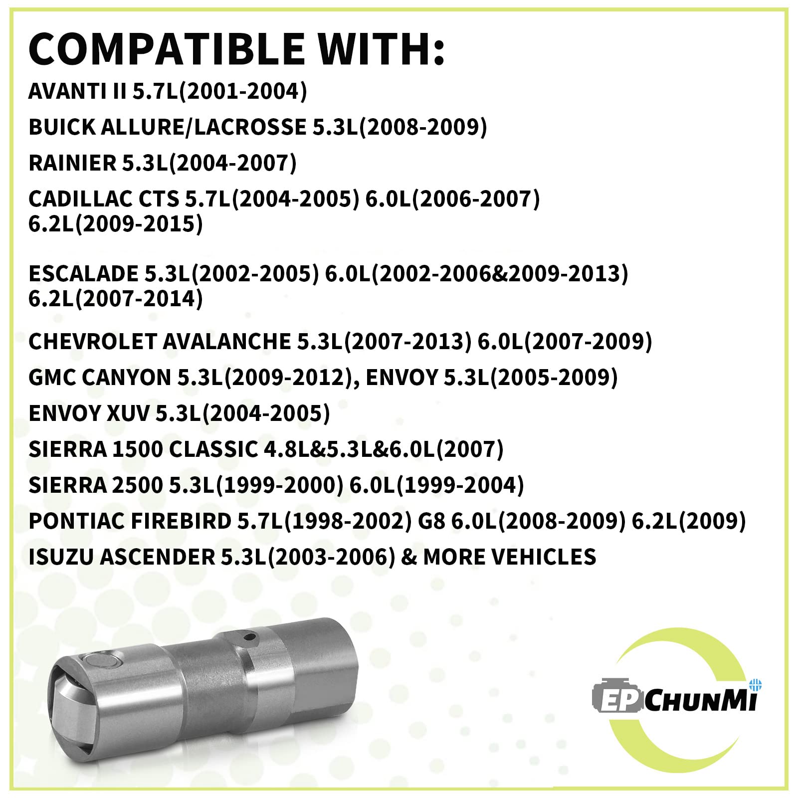 EPChunMi 1PC Valve Lifter Kit Replaces JB-2079 For LS7 LS9 LS1 LS2 LS3 LS6 LSX 4.8 5.3 5.7 6.0 6.2L Engines