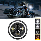 Shkalacar 7inch LED Headlight H4 140W Angel Eyes Round Headlights 4 Modes