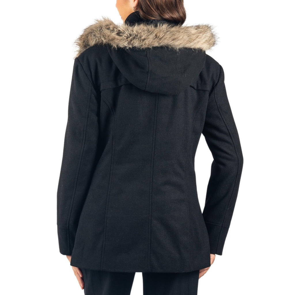 Alpine Swiss Duffy Womens Wool Blend Toggle Coat Removable Faux Fur Hood Classic
