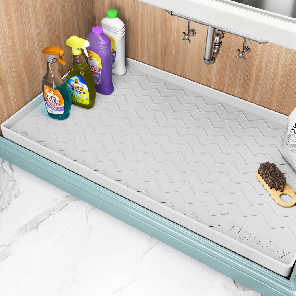 TigeJoy 28" x 19" Under Sink Mats for Kitchen Waterproof, Leak-Proof Silicone