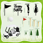 21 Pack Golf Cake Decorations Set with Golf Cart Toy Flag Golf Ball Green Tree,