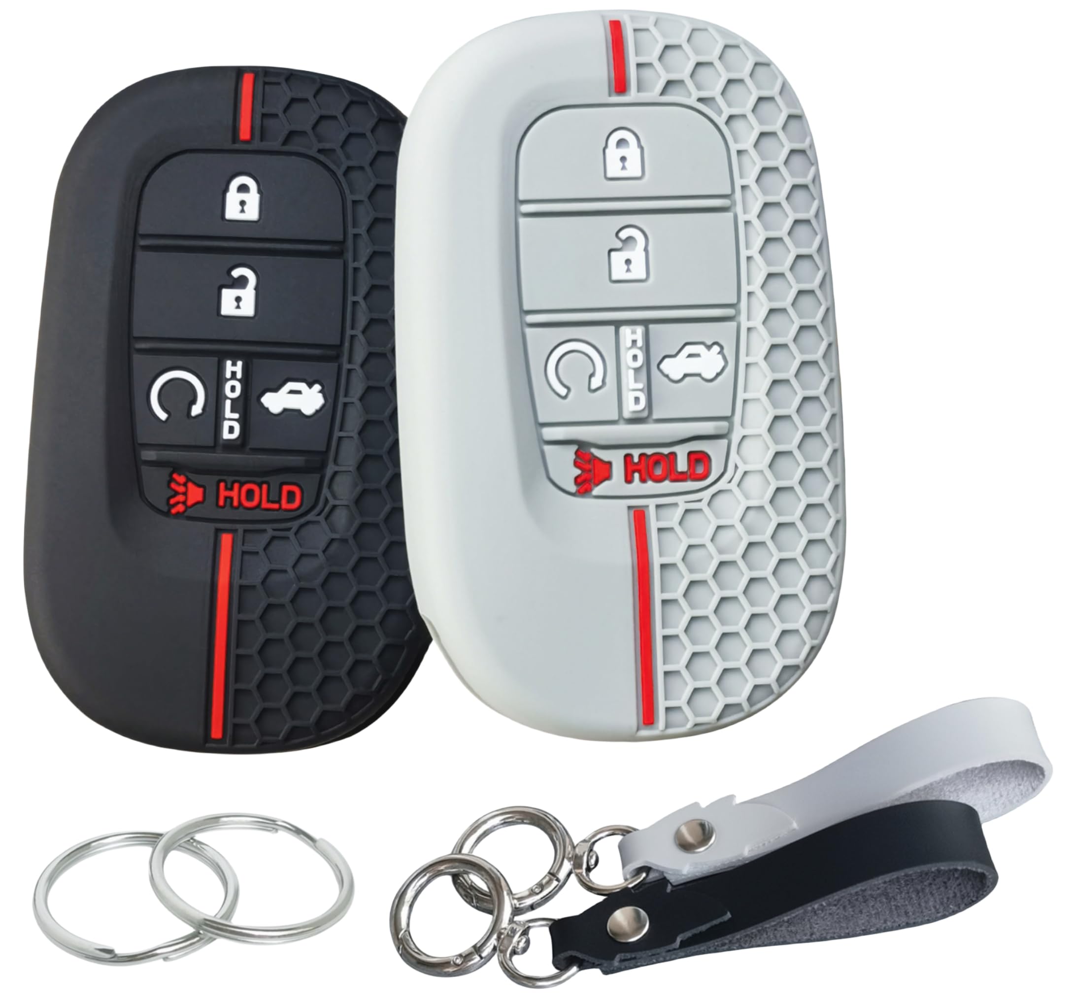 RUNZUIE 2Pcs 5 Buttons Silicone Smart Key Fob Cover for 2022 2023 2024 2025
