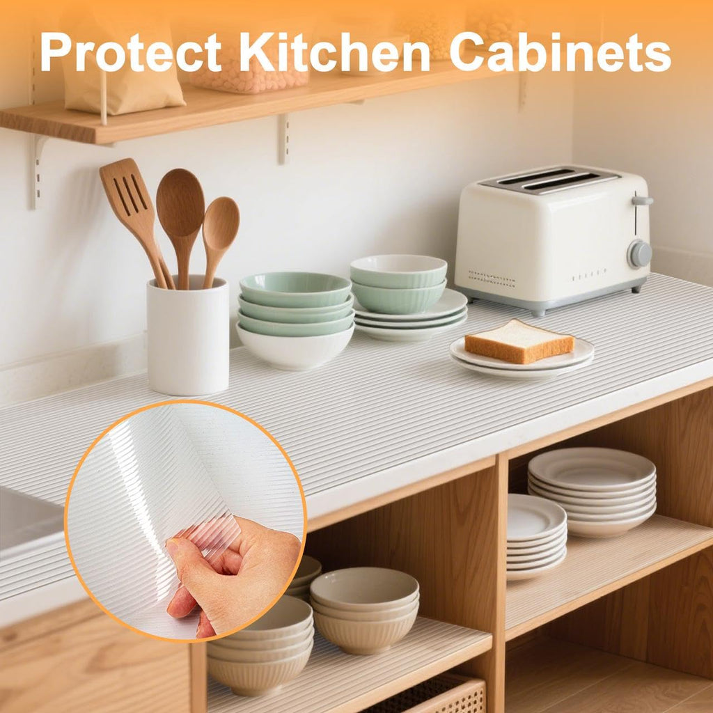 FEXIA Waterproof Non Slip Shelf Liner 12in x 20FT Cabinet Drawer Fridge Liner 2