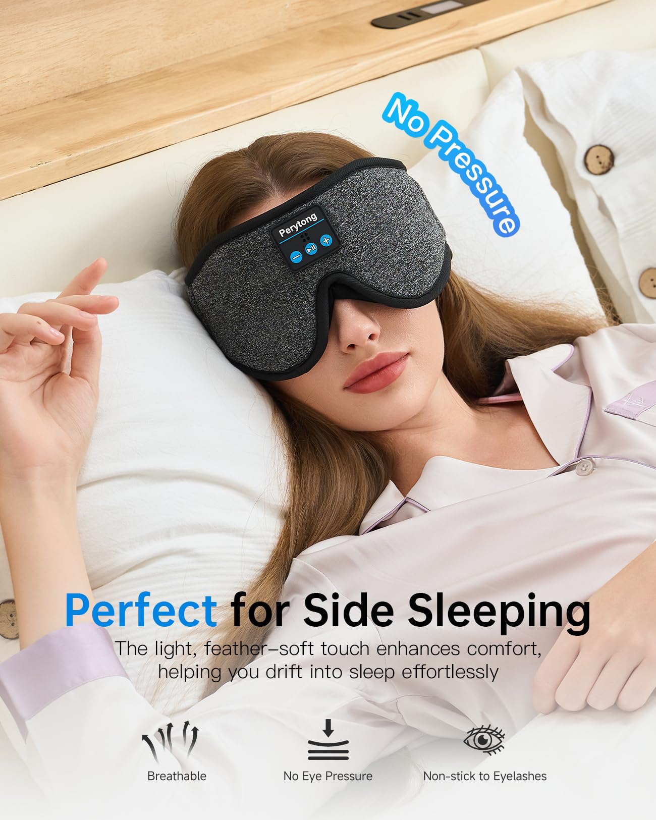 Sleep Mask with Bluetooth 5.4 Headphones, 3D Contoured Sleep Eye Mask with