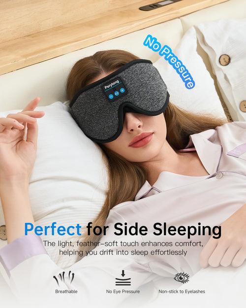 Sleep Mask with Bluetooth 5.4 Headphones, 3D Contoured Sleep Eye Mask with