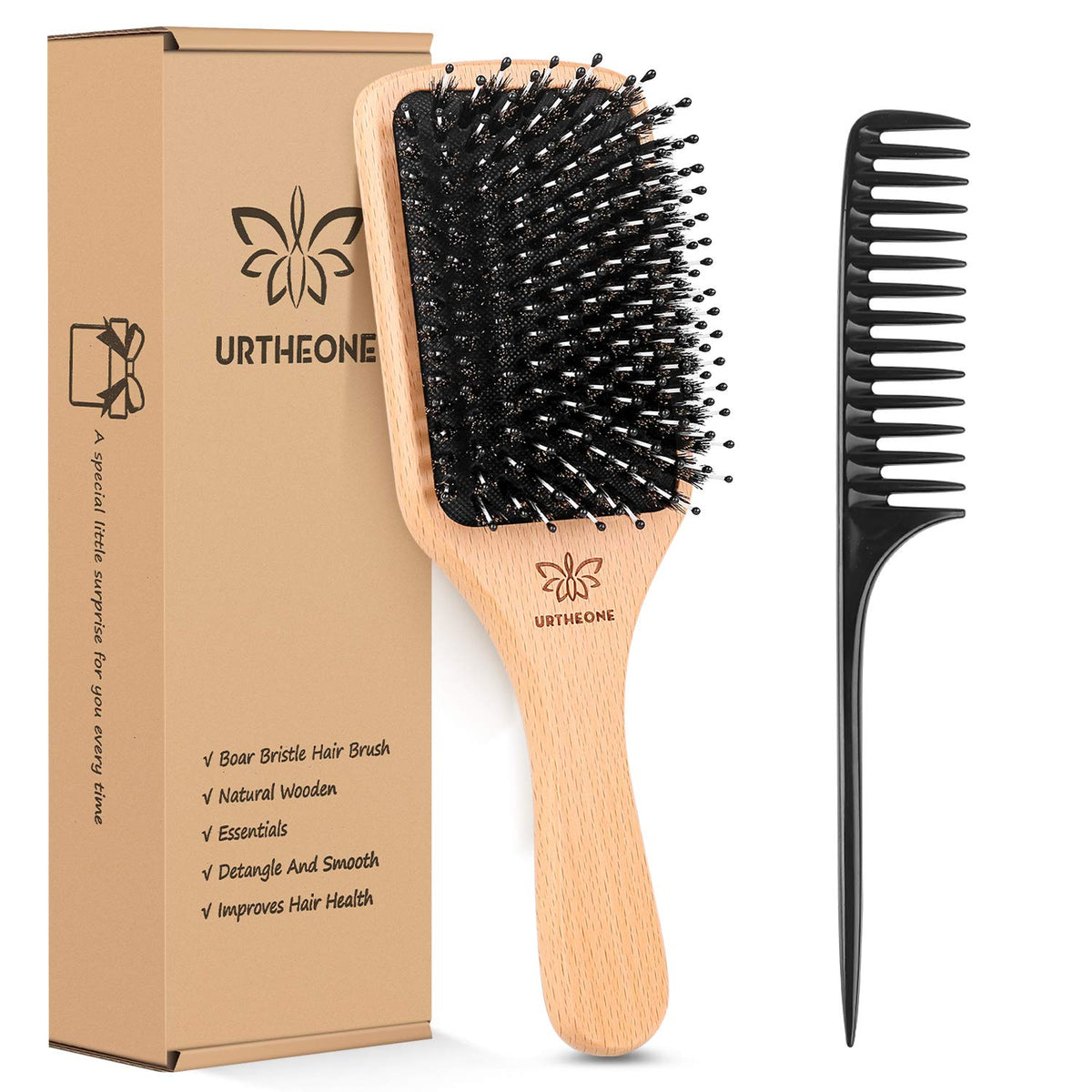 Hair Brush Boar Bristle Hairbrush for Thick Curly Thin Long Short Wet or Dry