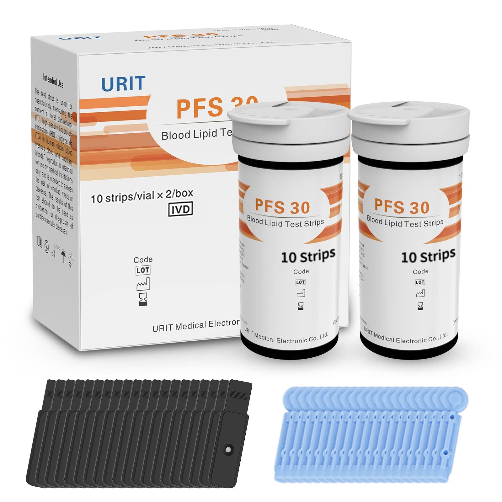20 Pack 5 in 1 Lipid Test Strips for URIT PSF-30 Cholesterol Tester Meter, 20