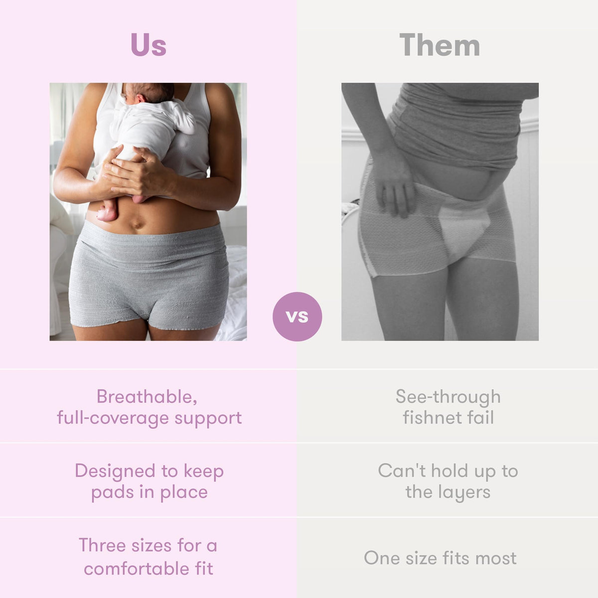 8 Count Frida Mom Women's Postpartum Underwear, Disposable Boyshort Underwear,