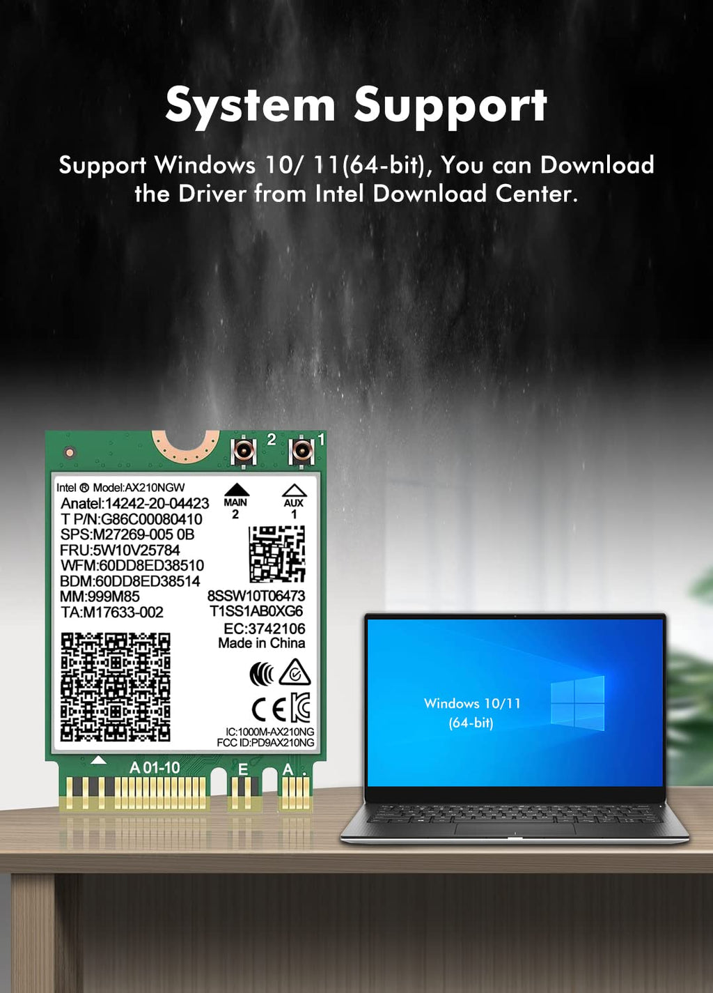 WiFi 6E Wireless Card Intel AX210 NGW Bluetooth 5.3 Tri-Band 5400Mbps Network