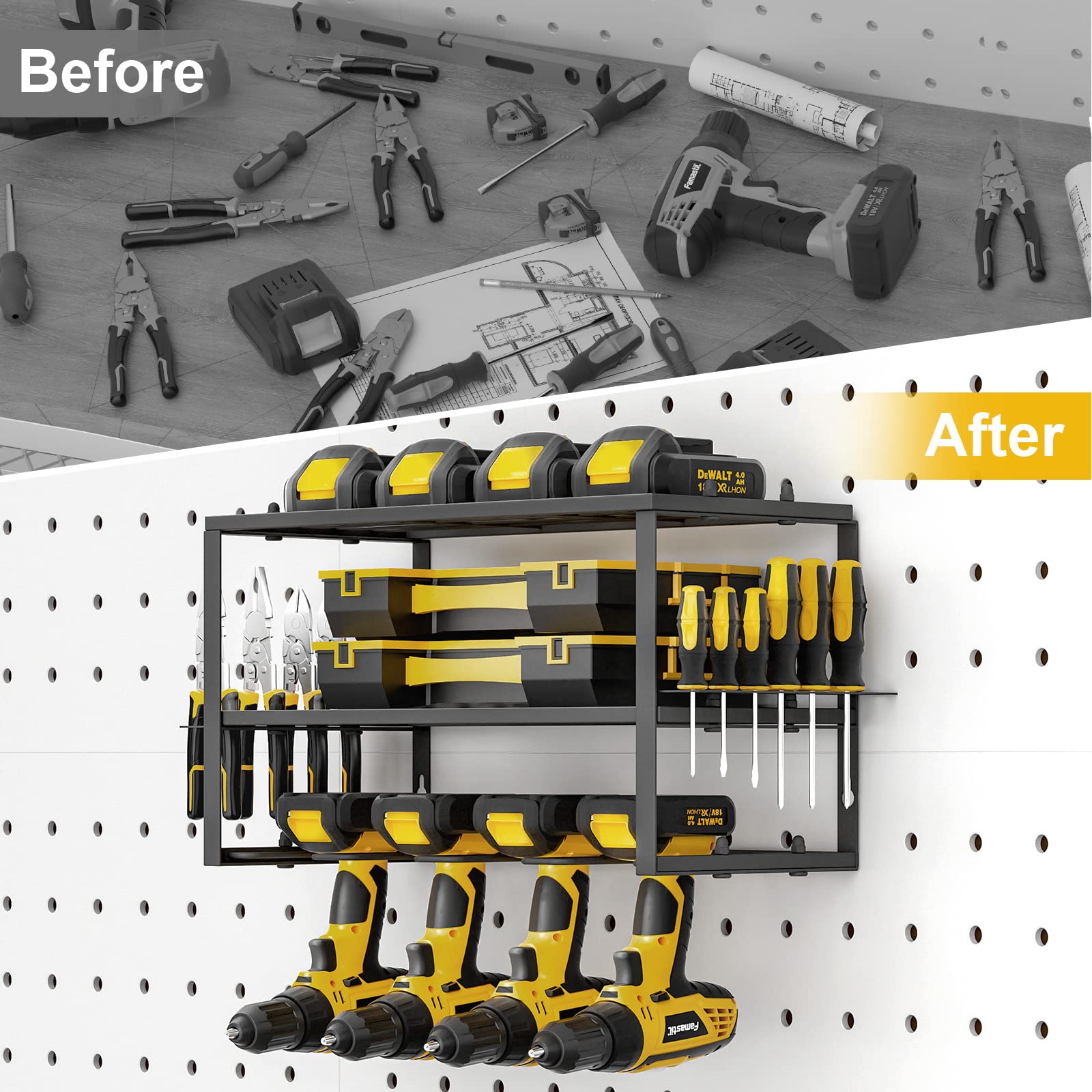 Spacecare Power Tool Organizer- Power Drill Tool Holder- Heavy Duty Tool Shelf &