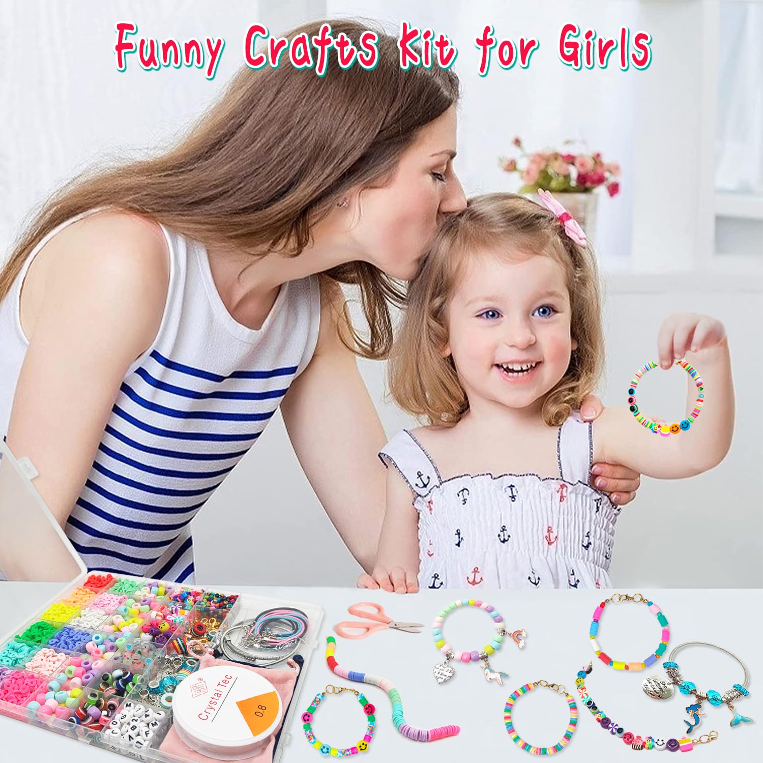 Leitait Girls Bracelet Making Kit 3400pcs Charm Jewelry DIY Craft Gift Ages 5-12