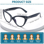 BONCAMOR 6 Pack Fashion Cat Eye Reading Glasses for Women Blue Light Blocking