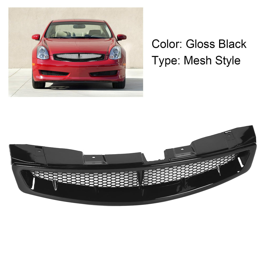 Keenso Gloss Black Front Upper Grille Mesh Grill for G35 Coupe 2003-2007