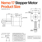 YEJMKJ Nema 17 Stepper Motor 42x47mm 0.6Nm (84.97oz·in) 2.3A 1.6Ω Bipolar
