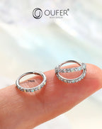 OUFER 2PCS Opal Nose Rings Hoops, 20G 7MM Single and Double Hoop Nose Rings for