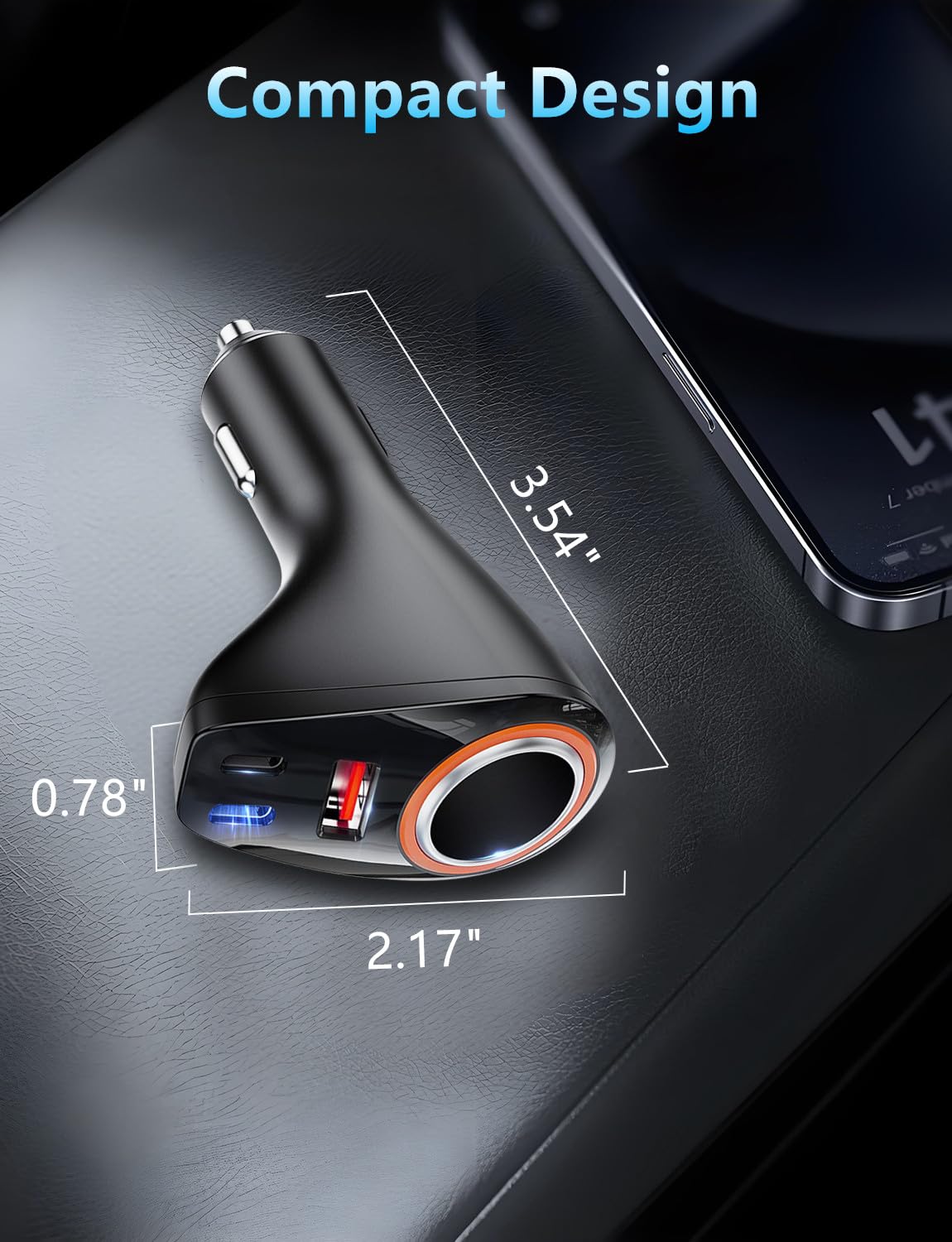 4 in 1 USB C Car Charger, 170W Multi USB Cigarette Lighter Adapter, Socket
