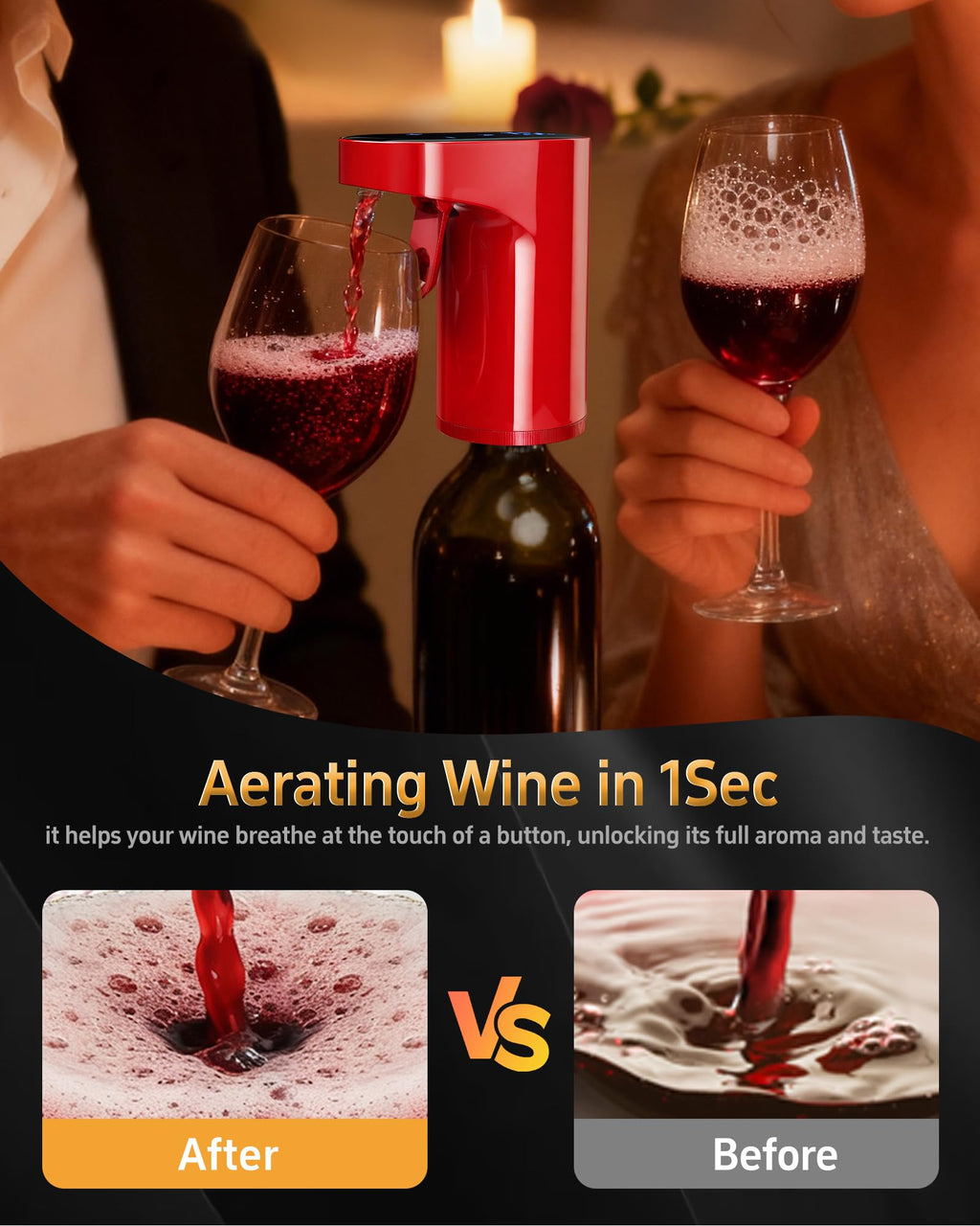 5-in-1 Electric Wine Decanter with Aerator,Smart Liquor Dispenser Adjustable