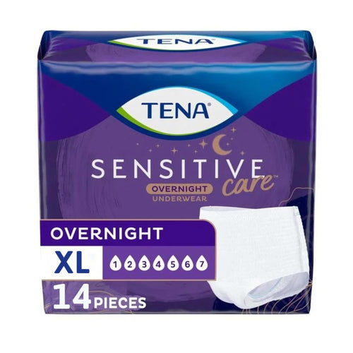 56 Count Tena Sensitive Care Overnight Incontinence Underwear for Women X-Large