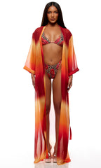 XL Forplay Women's Termoli Mesh Pool Kimono Ombre Swim Cover Up