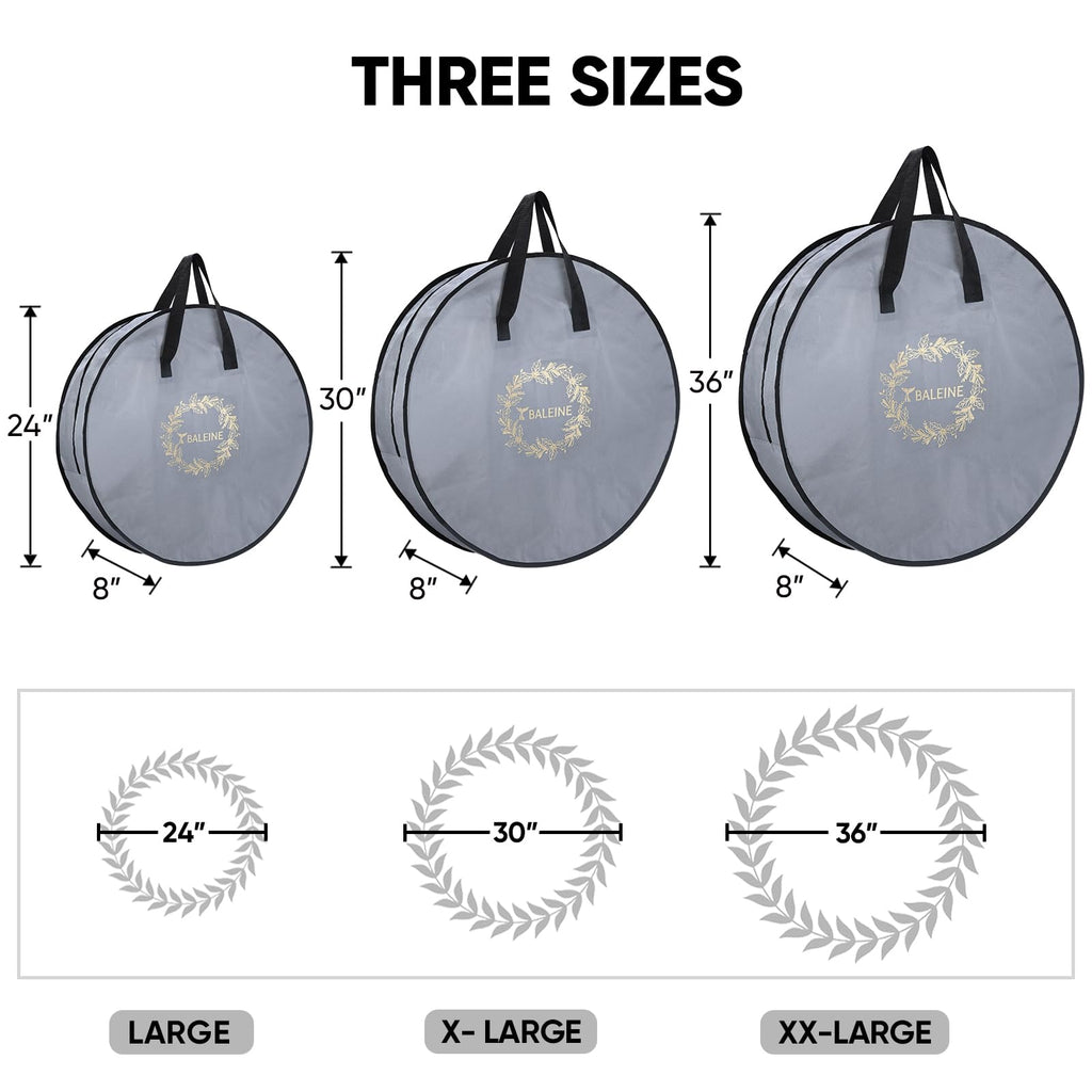 BALEINE 2 Pack Christmas Wreath Storage Bags 30x8 Reinforced with Handles