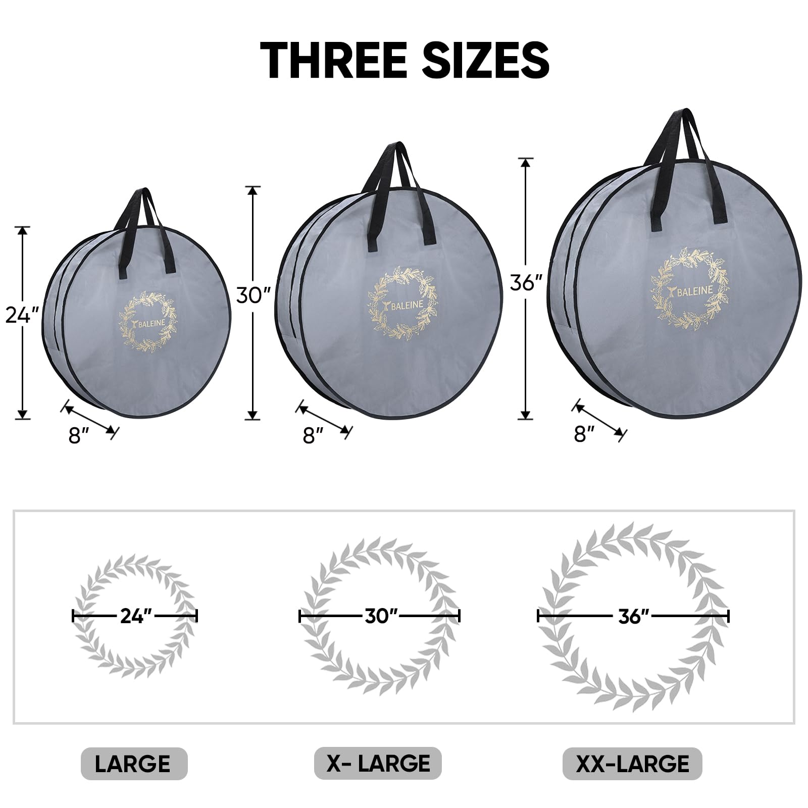 BALEINE 2 Pack Christmas Wreath Storage Bags 30x8 Reinforced with Handles