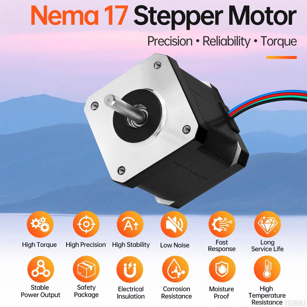 YEJMKJ Nema 17 Stepper Motor 42x47mm 0.6Nm (84.97oz·in) 2.3A 1.6Ω Bipolar
