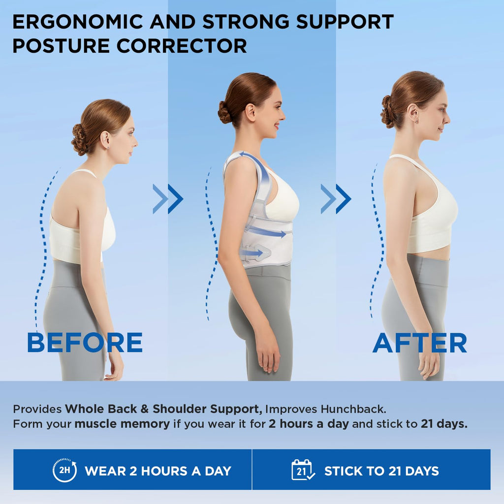 Back Posture Corrector Support for Women Gray, Small Posture Brace for Men -