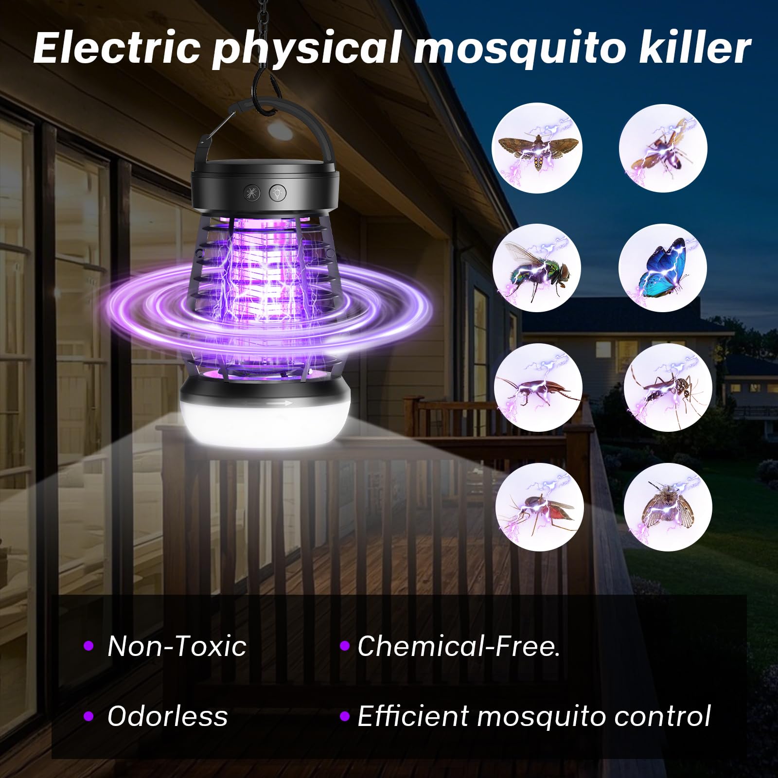 Upgraded Electric Fly Zapper,3 in 1 Bug Zapper Outdoor & Indoor, Electric