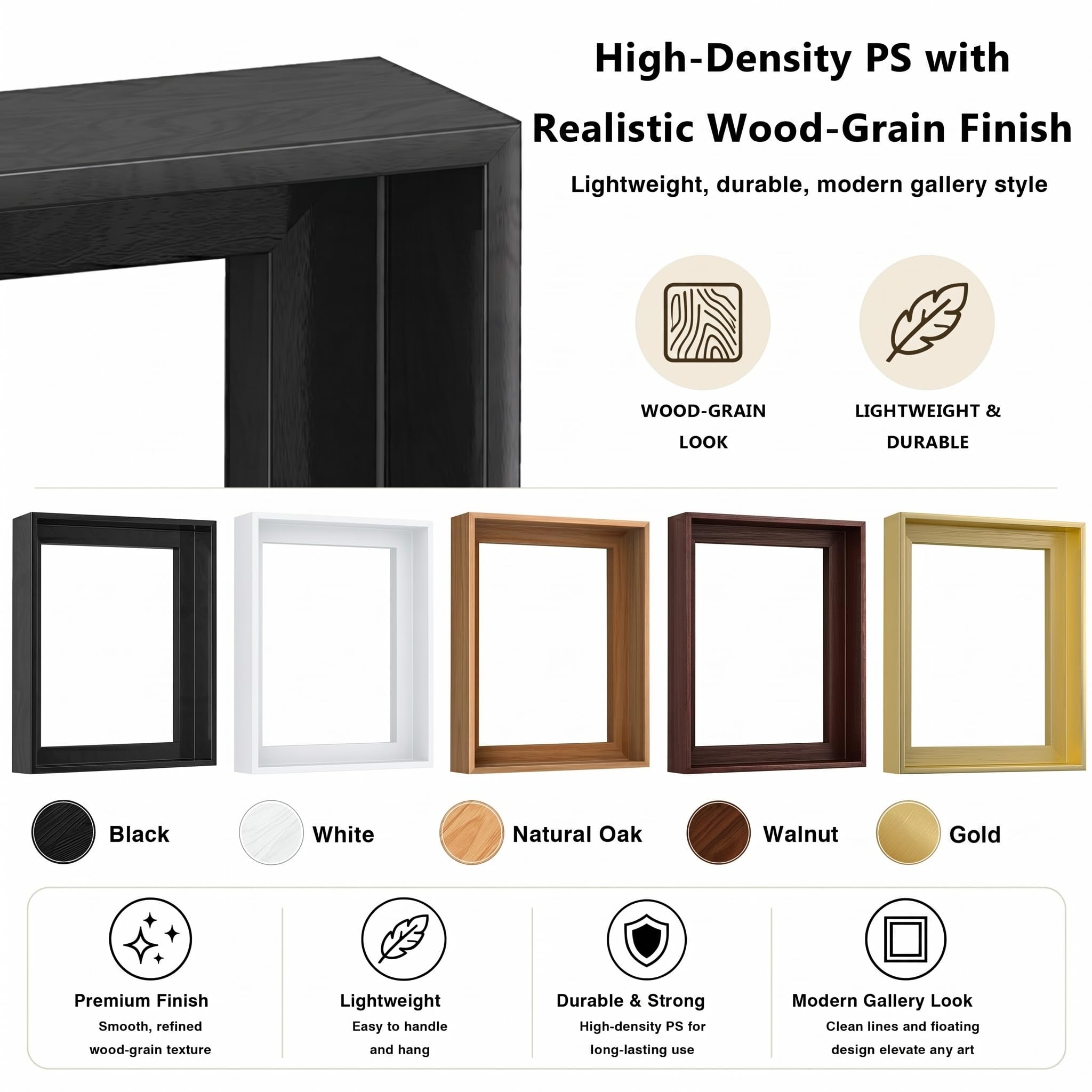 Canvas Floater Frame for Finished Canvas Art, 1.25" Deep Floating Shadow Gap