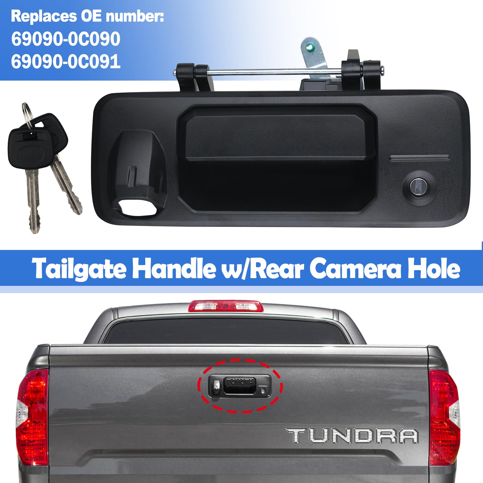 Osompar Tailgate Liftgate Latch Handle w/Key Lock Cylinder Compatible with