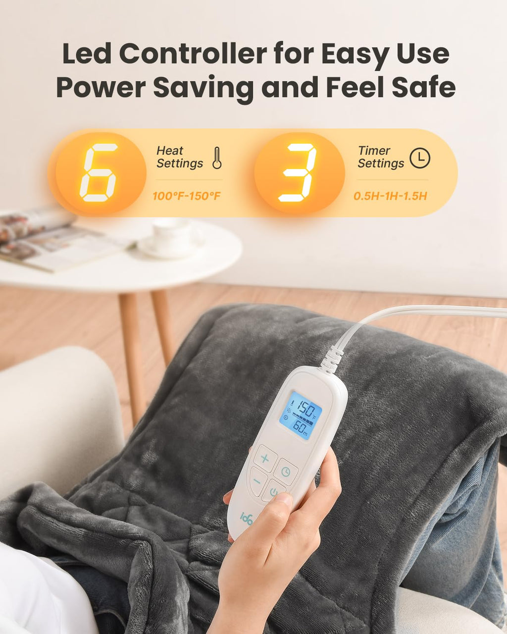 iDOO Heating Pad Neck Shoulder Back Pain Relief Large 24x33 Electric Gray