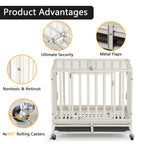 24 Inch Heavy Duty Dog Crate Cage Escape Proof Steel Kennel for High Anxiety Dogs with Sturdy Locks and Removable Tray, Small Dog Crate, White