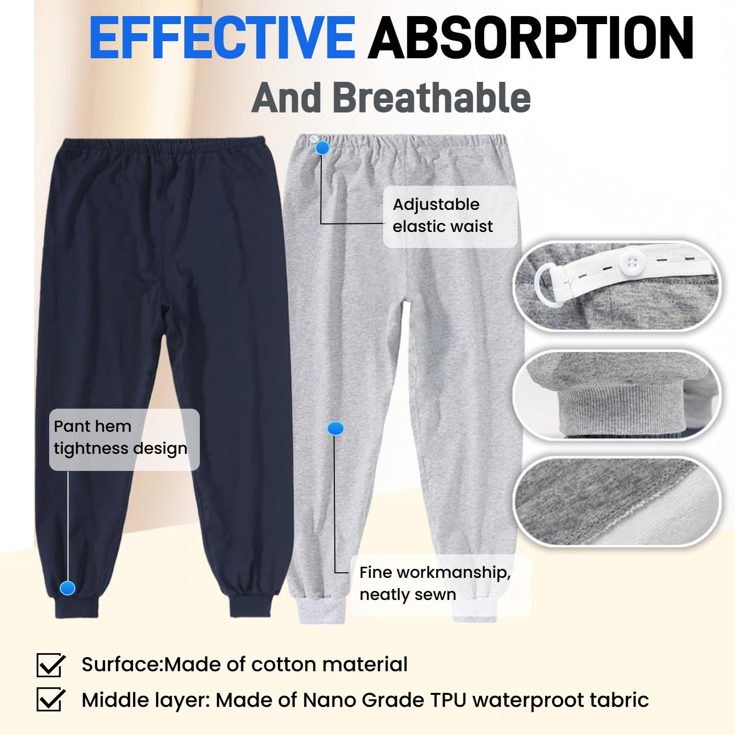 LAROTSUBA Medium Waterproof Patient Care Trousers,Patient Care