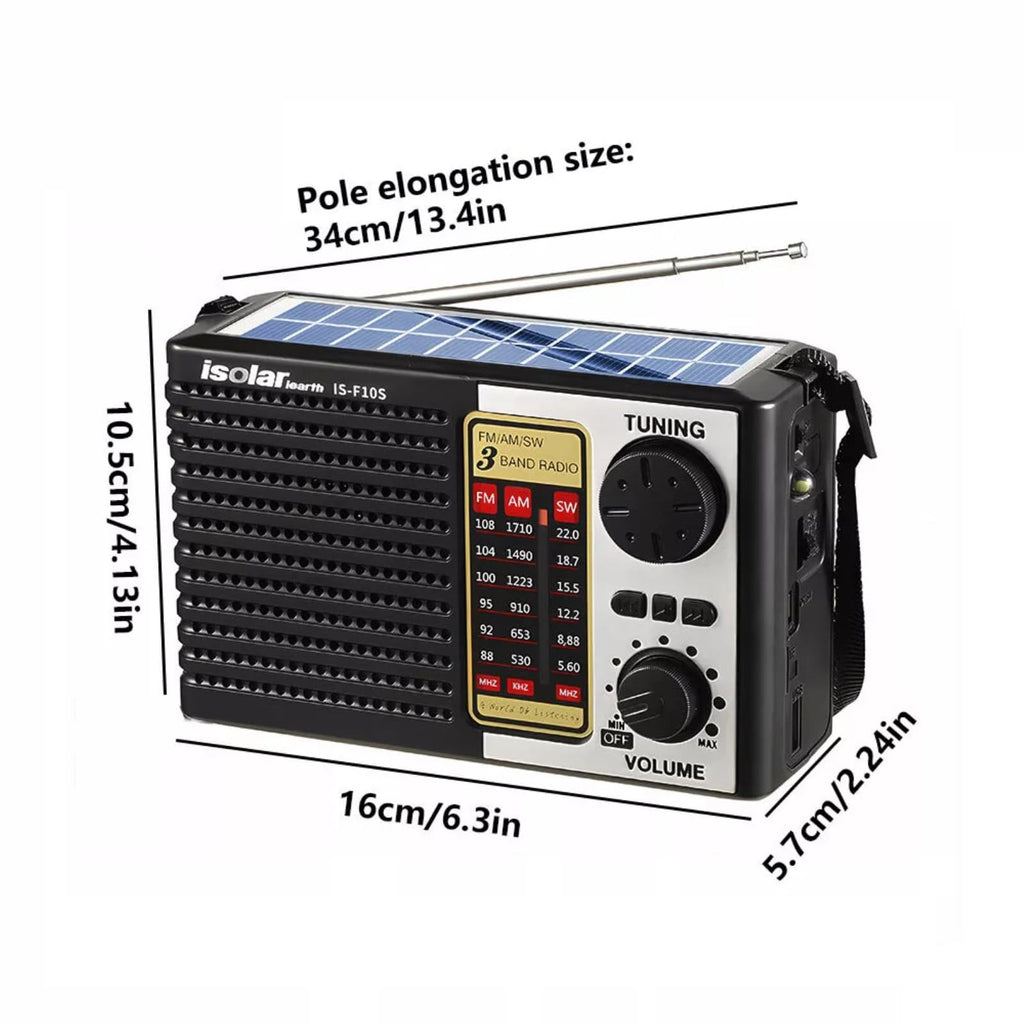 ikaufen Solar Portable FM/AM SW Radio Digital Bluetooth Speaker MP3 Player