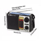 ikaufen Solar Portable FM/AM SW Radio Digital Bluetooth Speaker MP3 Player