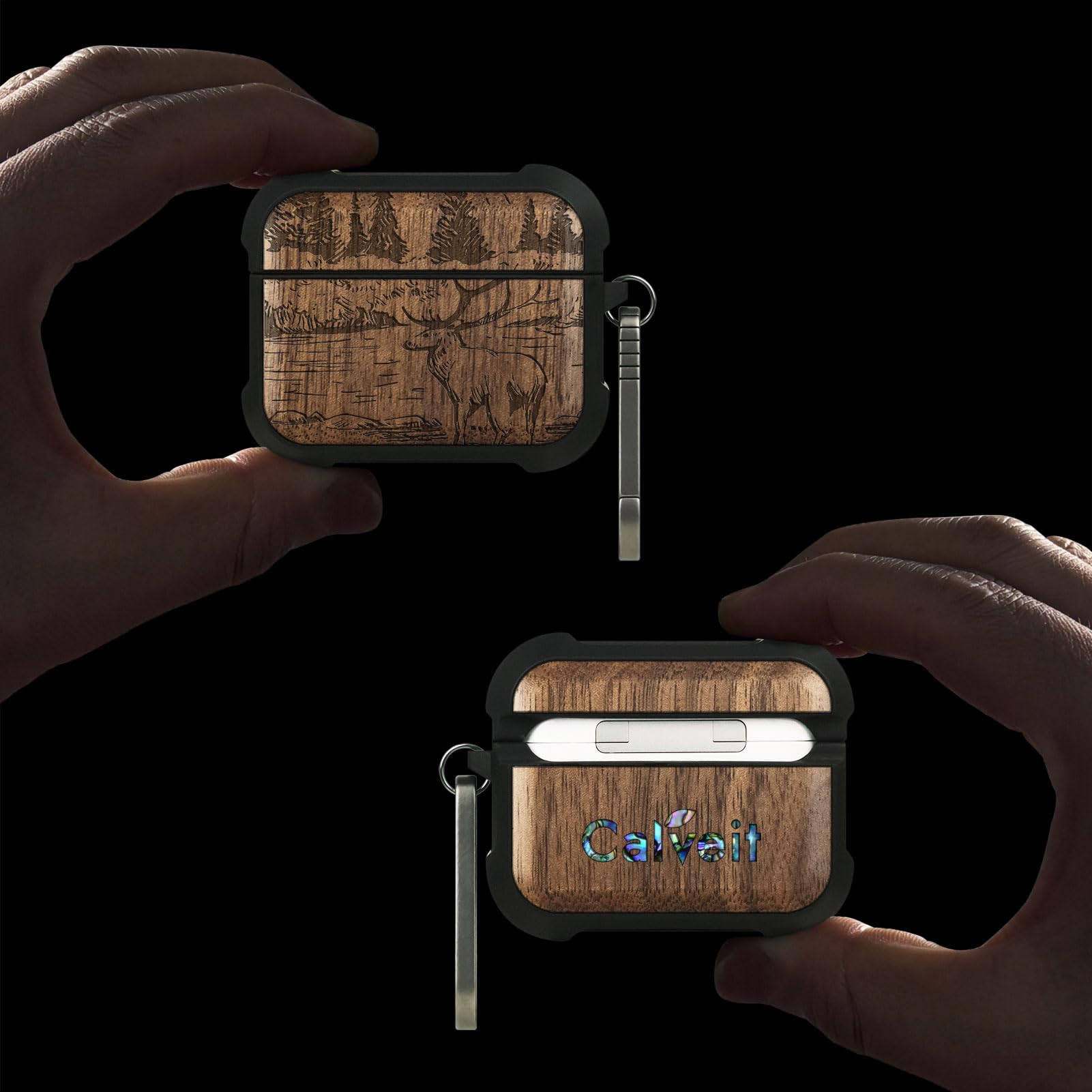 Carveit Wooden Case for AirPods Pro 2nd/1st Gen Case, Wood Artisan Engraved &