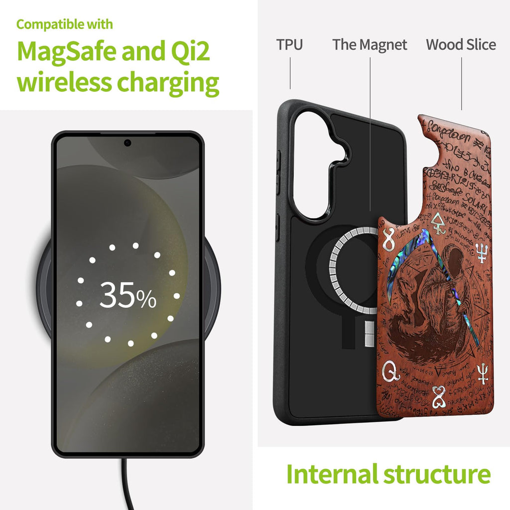 Carveit Handcrafted Case for Galaxy S26, (The Grim Reaper) Rosy