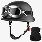 Yesmotor Motorcycle Helmet German Style Half Helmet DOT Approved with Goggles