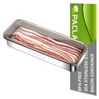 Bacon Container for Refrigerator, 1 Pack 304 Stainless Steel Airtight Deli Meat