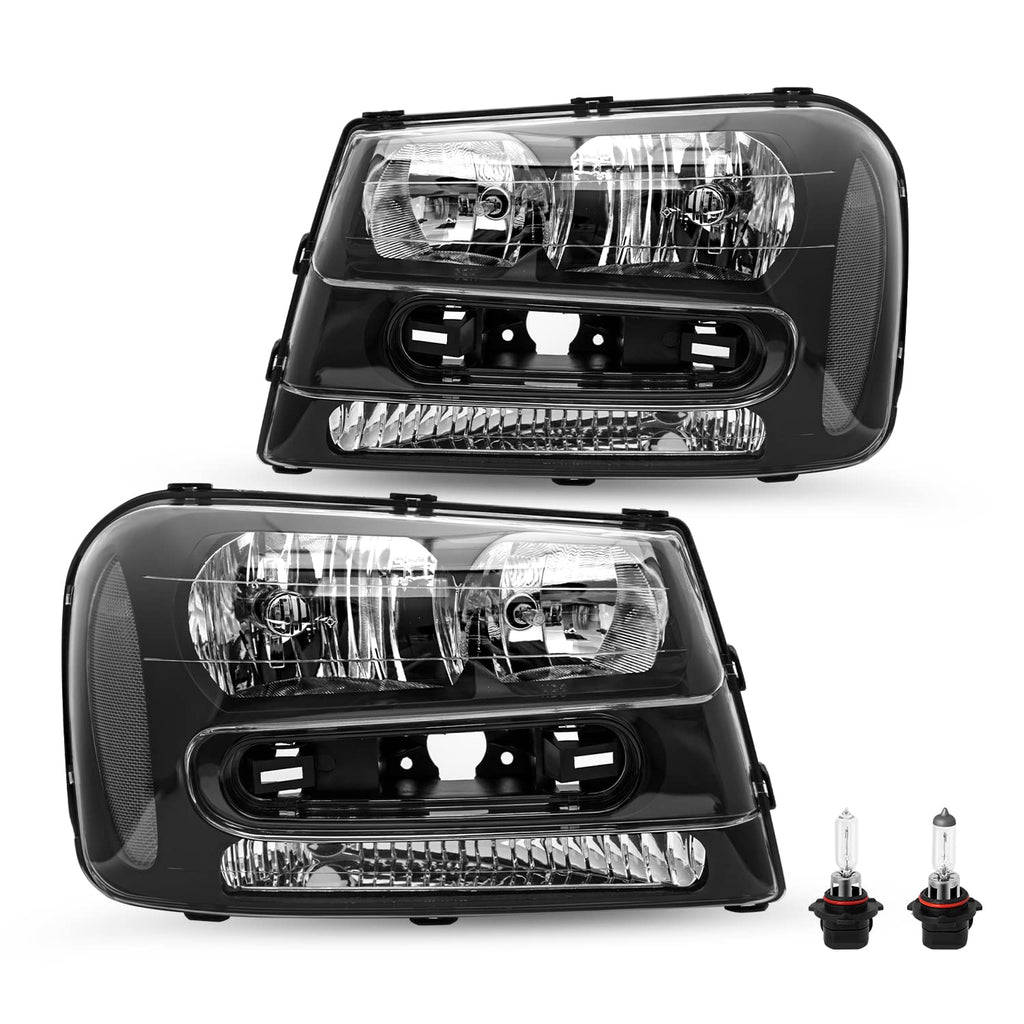 SOCKIR Headlight Assembly for 2002-2009 Chevy Trailblazer Full Length Grill Bar