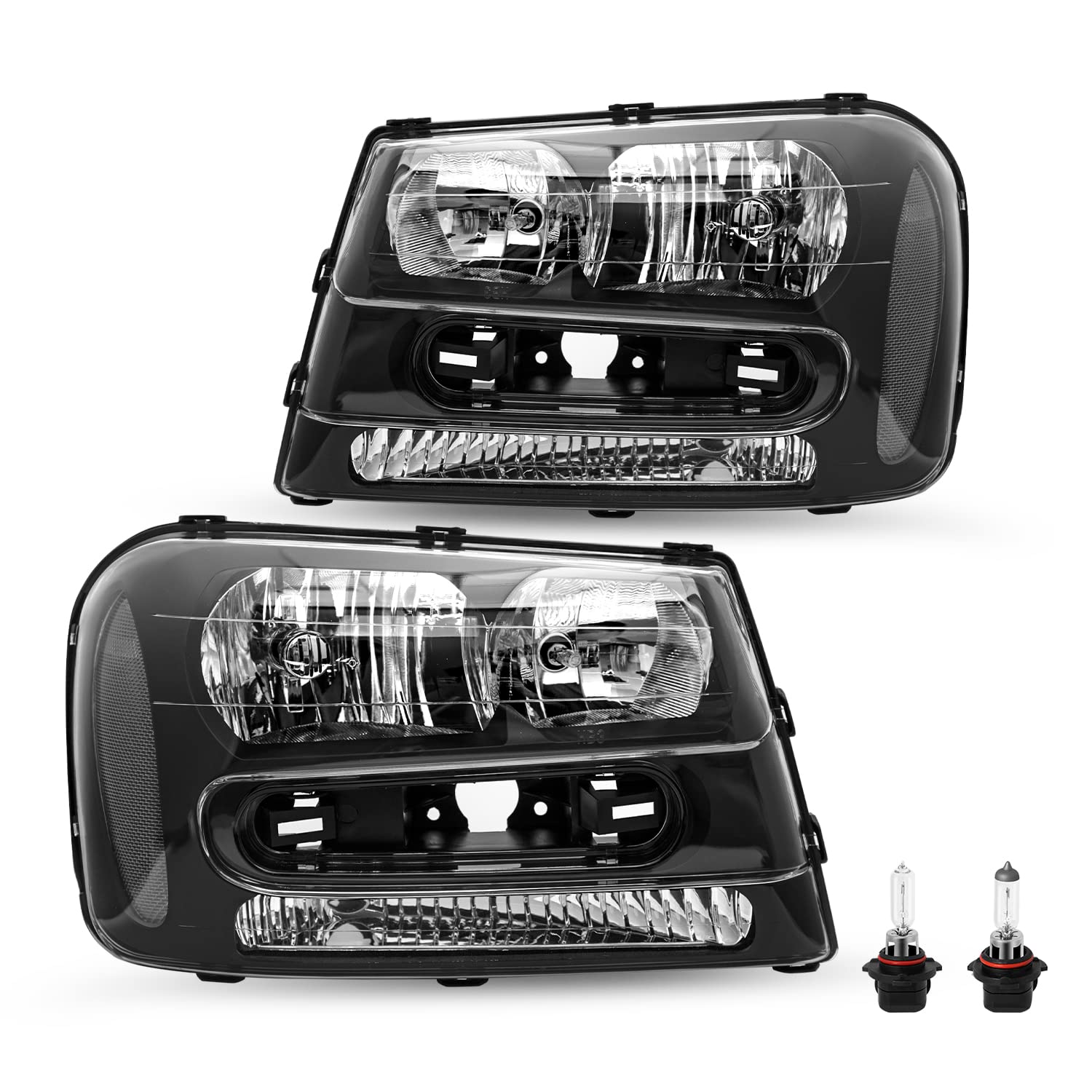 SOCKIR Headlight Assembly for 2002-2009 Chevy Trailblazer Full Length Grill Bar