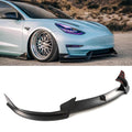 Front Lip Splitter 3PCS V Style Bumper Spoiler Matte Black for Tesla Model 3