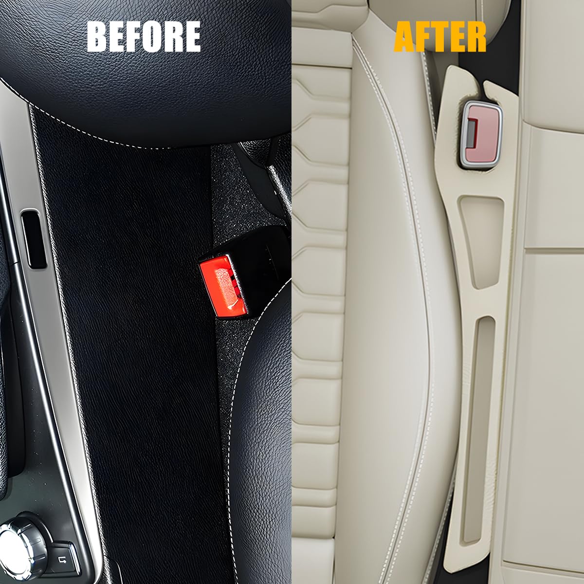 Car Seat Gap Filler 2PCS Crevice Blocker Stopper Console Universal SUV Beige