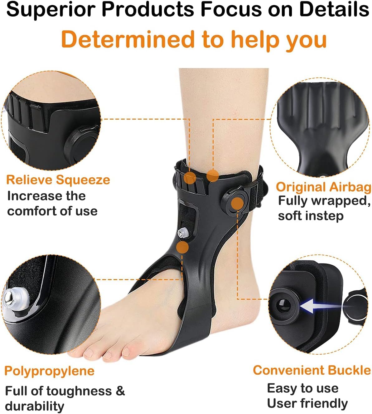 Furlove Upgraded AFO Drop Foot Brace, Medical Foot Up Ankle Foot Orthosis