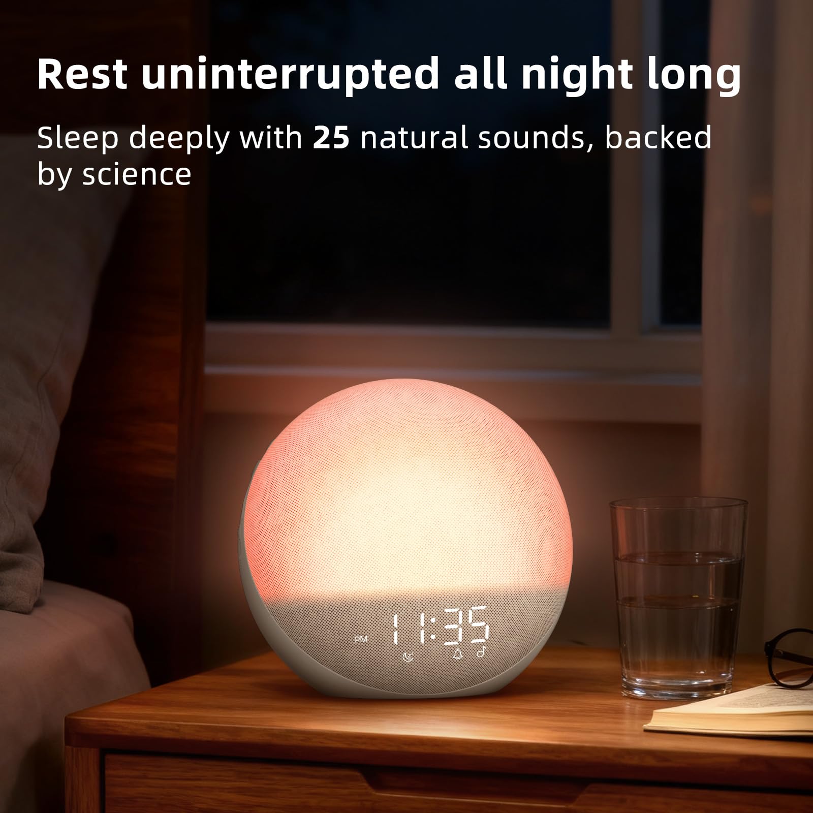 Sunrise Alarm Clock White Noise Machine: Natural Wake Up Light - Dimmable Clock